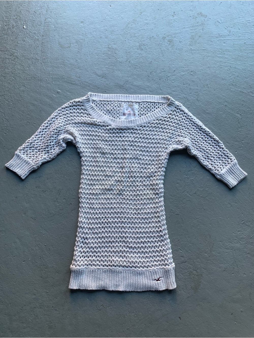 Hollister Light Blue Open-Weave Scoop Neck Sweater